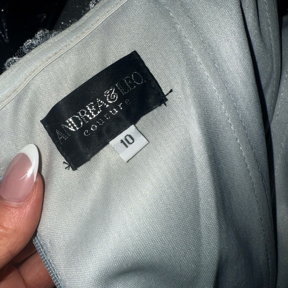 Andrea & Leo Couture
STYLE #MA103  Sz 10 Elegant Off-Shoulder Gray Evening Gown - Picture 7 of 17